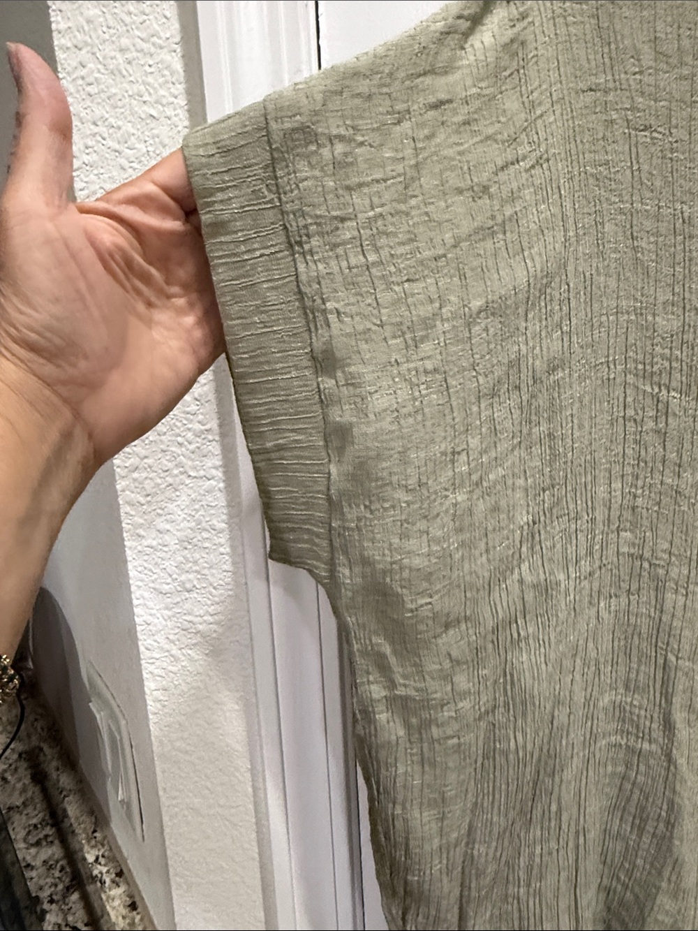 Umgee Sage Green Oversized Scoop Neck gauze Blouse - Picture 3 of 6